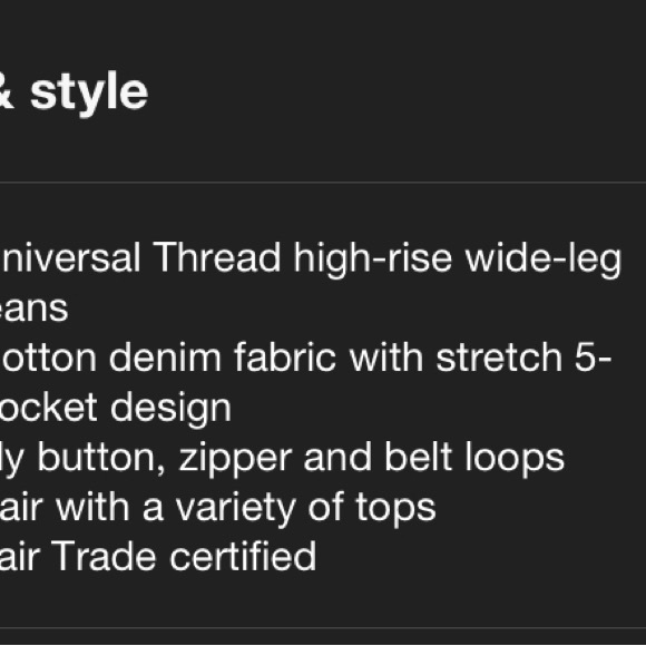 NWT Universal Thread Wide Leg Jeans size 6R - Picture 4 of 6